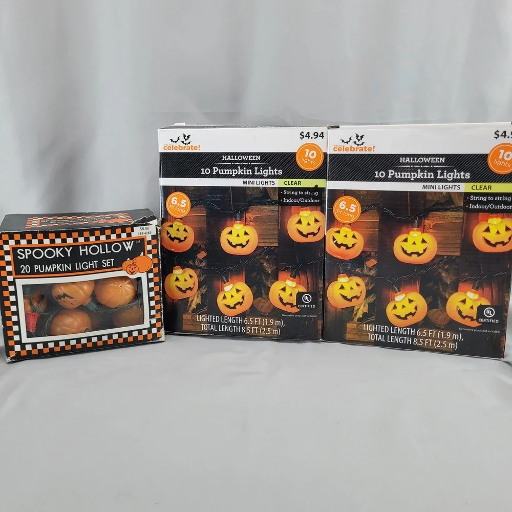 Way To Celebrate Spooky Hollow Pumpkin String Lights Halloween Orange 40 Count